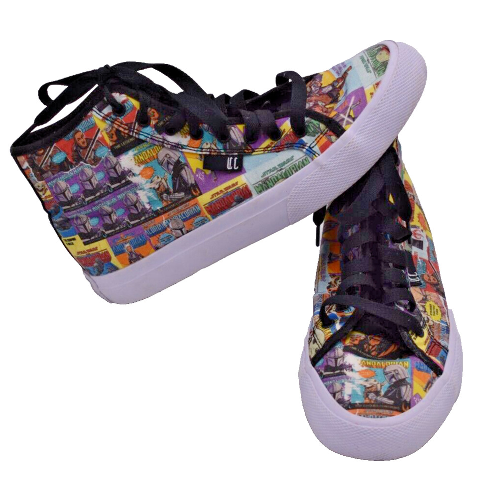 DC X MANDALORIAN Comic Book Cover Star Wars Hi Top Shoe | Mens 7 or Womens 8.5